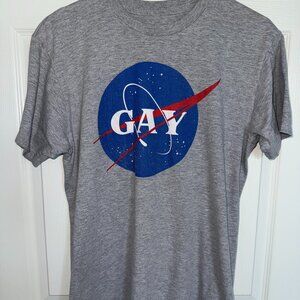 Nasa Logo Gay Tshirt Gray Tee LGBTQIA+ Funny Gift Tee Pride Mens Size Medium